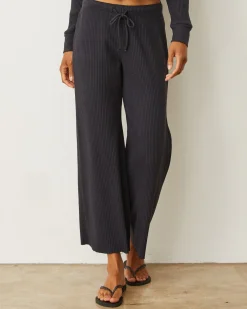 MONROW Waffle Crop Lounge Sweat FADEDBLACK Discount